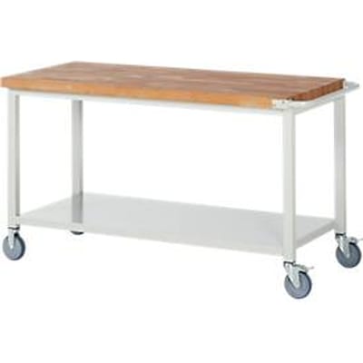 Werkbank serie 8000, verrijdbaar, plaatstalen legbord, B 1500 x D 700 x H 880 mm