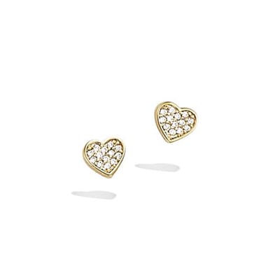 CHIVAL - Oorbellen 18K Verguld Goud "Mini Heart Stud" - Elegant, Kleine oorknopjes, Hart, Steen, Hypoallergeen, Luxe, Cadeau voor haar, Zirkonia, Sieraad, Tijdloos, Liefde, Romantiek, Geschenkverpakking, Valentijn, Moederdag