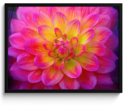 Poster in lijst - Fotolijst 70x50 cm - Posters - Roze - Dahlia - Kleurrijk - Posterlijst zwart - Decoratie - Wanddecoratie woonkamer - Muurdecoratie slaapkamer