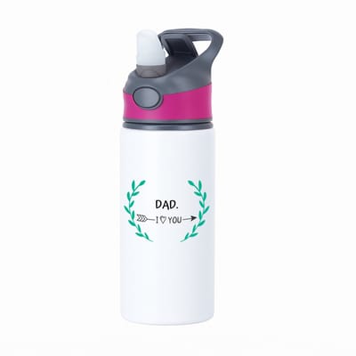 Hacebo® - dad I love you waterfles met rietje roze - Papa - de liefste vader - vader cadeautjes - vaderdag - verjaardag - geschenk - kado - water fles - 650ML