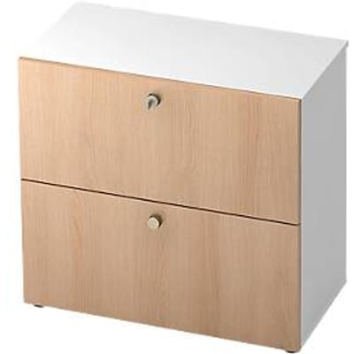 TOPAS LINE archiefkast, 2 dossierhoogtes, met volledig uittrekbare loper, decor wit/eiken