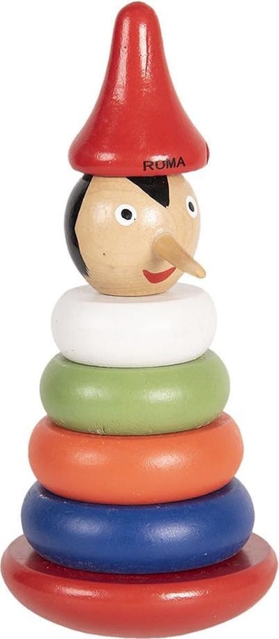 Clayre & Eef Decoratie stapeltoren Ø 9*19 cm Meerkleurig Hout Pinokkio