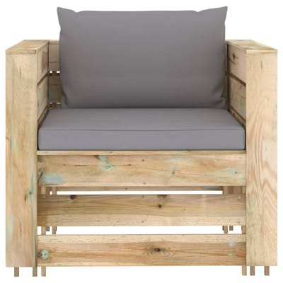 vidaXL - 2-delige - Loungeset - met - kussens - groen - geïmpregneerd - hout