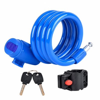 Fietsslot-kettingslot-Kinderslot voor Fiets en Step - Kabelslot met Sleutels-Universeel Fietsslot-Incl Framehouder - Anti-Diefstal Kabelslot voor Fiets, Scooter en E-bike-blauw