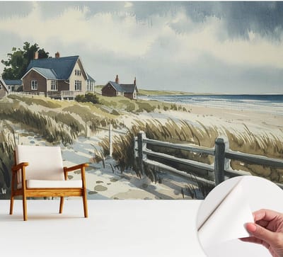 Wallfluent Zelfklevend Behang - Strandduinen Zelfklevend fotobehang - 312x250 cm - Wit Zelfklevend Behang - Plakklare achterzijde - Voor de slaapkamer, woonkamer en hal Zelfklevend Behang