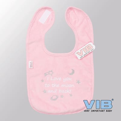 VIB® - Slabbetje Luxe velours - I Love You to the moon and back! (Roze) - Babykleertjes - Slabbetjes - zwangerschap aankondiging - baby aankondiging