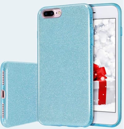 Backcover Hoesje Geschikt voor: iPhone 7 Plus / 8 Plus Glitters Siliconen TPU Case Blauw - BlingBling Cover