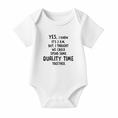 Romper Yes, I know it's 2 a.m. – Wit – Korte mouw – Maat 62/68