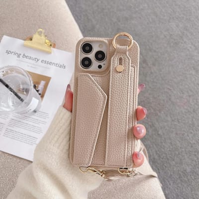 Ring Crossbody Polsband Portemonnee Lederen Hoes voor IPhone 16 15 14 13 12 11 Pro Max Telefoonhoes met Kaartsleuf Houder Lanyard IPhone 14