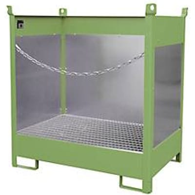 Stapelpallet voor vaten Bauer FSP-2 G, spatbeschermingswand 3-zijden, voor 2 x 200 l vat, groen