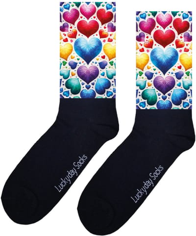 LuckyDay Socks - Yoga sokken - Hartjes sokken - Chakra sokken - Verjaardag cadeau vrouw en man - Vrolijke sokken - Valentijn cadeau - Kerst sokken - Grappige sokken - Leuke dames en heren sokken - Moederdag - Vaderdag - Socks maken Happy - Maat 37-44