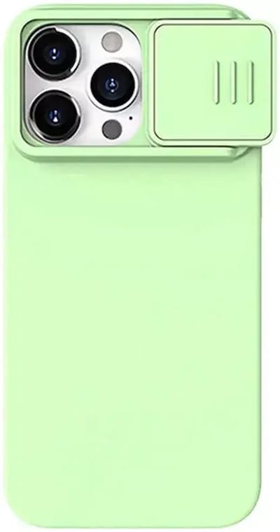 Nillkin CamShield Hoesje Geschikt voor de Apple iPhone 15 Pro Max - Geschikt voor Draadloos Opladen met Magnetische Ring - Siliconen Back Cover - met Camera Slider Mint Groen