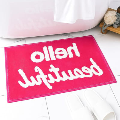 Zachte en Absorberende Badkamer Tapijt, Antislip Douchemat 40 x 60 cm, Ideaal voor Toilet en Badkamer Decoratie, Roze Kleur