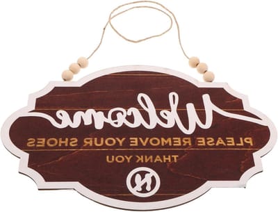 Welkom Thuis Bordje - Schoenen Uit Bord - Entree Decoratie - Houten Uitleg - 28.7 x 17.8 cm - Bruin