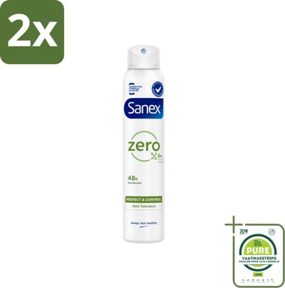 Sanex - Deodorant Spray - Zero% Normal Skin - Zonder Toevoegingen - 200 ml - Voordeelverpakking - 2 stuks - Sanex deodorant - Deodorant spray