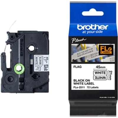 Brother FLe-2511 Labeltape gelamineerde kabeletiketten Tapekleur: Wit Tekstkleur: Zwart