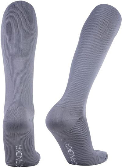 KANGKA® Compressiekousen Maat 35-38 (S/M) - Grijs - Steunkousen voor Zittend en Staand Beroep - Reissokken - Compressie sokken voor Hardlopen, Wandelen, Vliegtuig