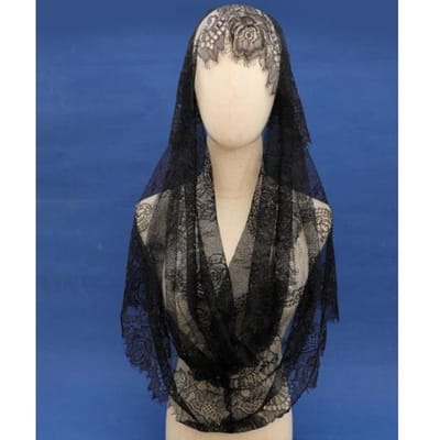 Zwart Kanten Sluier Spaanse Stijl Kant Traditioneel Vintage Geïnspireerd Oneindige Vorm Mantilla Sluier Latijnse Mis Hoofdbedekking gray