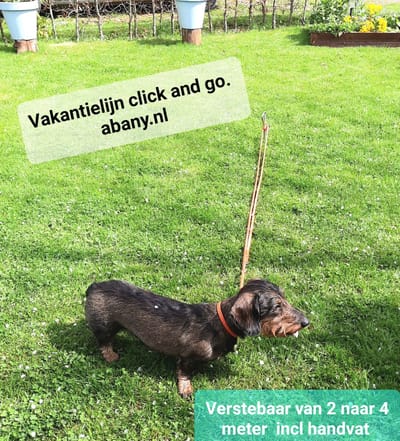 Abany quality design - vakantielijn click and go - zwart wit blauw - 4 meter hondenlijn met halsband incl. 1x hondenpin - grondpen hond - aanleglijn - grondanker hond - grondpen - met aanleg kabel - hondenanker aanlegspiraal - 15R1904 made in holland