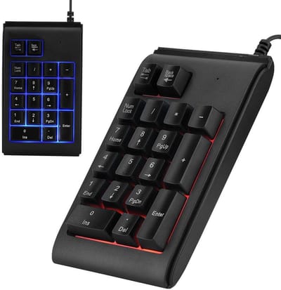 Dailygoods - USB Numeriek Toetsenbord - Waterdicht - 19-toetsen - Mechanisch aanraakgevoel - Draagbaar - Handig voor gegevensinvoer - 3-kleuren verlic...