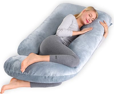 CALIYO Zwangerschapskussen XXL - 270 cm - Afneembare Hoes - Zijslaapkussen / Body Pillow / Lichaamskussen / Voedingskussen - Lichtgrijs