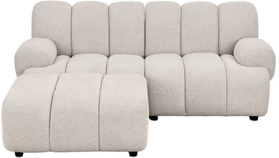 House Nordic 2,5-Zits Bank Taza - Zand - Incl. Poef - Links - 100x98x82cm
