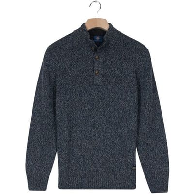 Baileys Trui Placket Buttons Single Knit Multicolor Dark Denim Blue / male