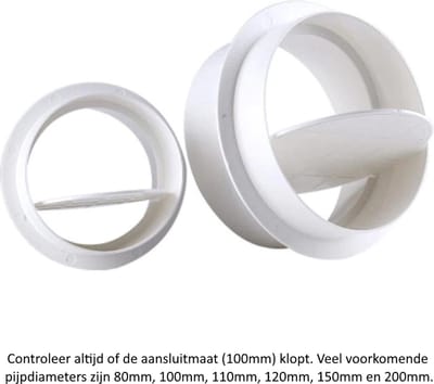 Ventilatie buis terugslagklep voor 100mm buizen - horizontale bevestiging - tocht tegengaan - anti tocht ventilatieslang - Verduurzamen - Bespaar energie - 10cm check valve - draft blokker