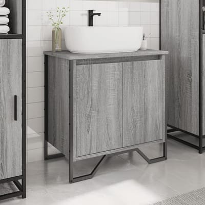 vidaXL - Wastafelkast - 60x35x60 - cm - bewerkt - hout - grijs - sonoma - eikenkleurig