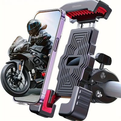 Gloovon® - Telefoonhouder Fiets, Motor en Scooter - Universele Smartphone Houder - Met Safety Lock - 360° Draaibaar - Voor alle Smartphones (4.7-7 inch)