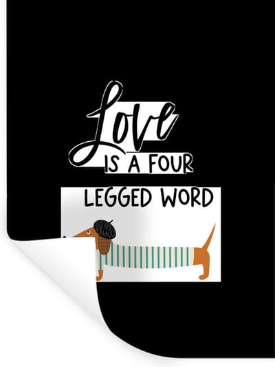 Muurstickers - Sticker Folie - Honden - Quotes - Spreuken - Love is a four legged word - 30x40 cm - Plakfolie - Muurstickers Kinderkamer - Zelfklevend Behang - Zelfklevend behangpapier - Stickerfolie