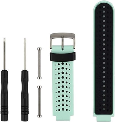 Siliconen bandje - geschikt voor Garmin Forerunner 220 / 230 / 235 / 620 / 630 / 735XT / Approach S20 / S5 / S6 - mintgroen-zwart
