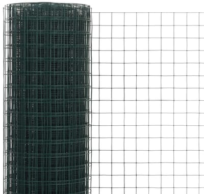 Kippengaas op Rol - 25 x 0,5 Meter - Groen - Vierkant Gaas - PVC-Gecoat Staal - Maaswijdte 19 x 19 mm - Volièregaas & Lage Tuinafrastering