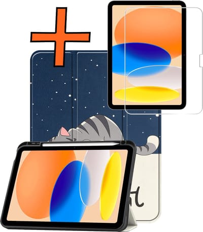 Hoesje - Geschikt voor Apple iPad A16/A18 (2025/2026) - 11 inch (11e & 12e generatie) - Met Screenprotector - Trifold Bookcase - Hard Cover Case - Met Uitsparing Geschikt voor Apple Pencil - Hardcover Book - Tablet Hoes - Lichtblauw