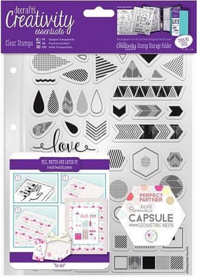Docrafts: Capsule - Geometric Neon A5 Clear Stamp Set (45pcs)