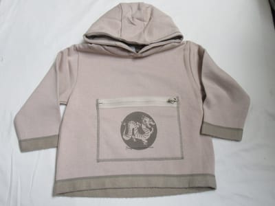 petit bateau , sweat shirt met kap , beige , draak , 6 jaar 114
