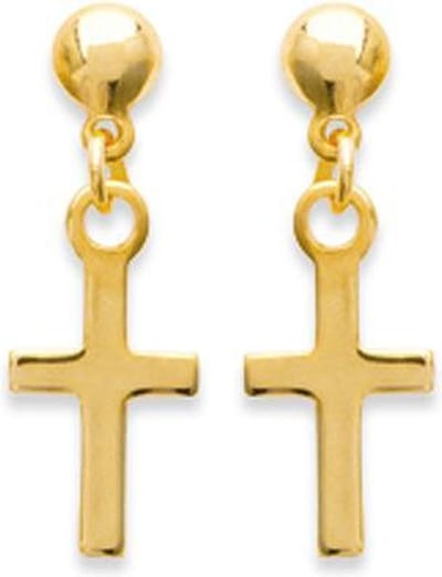 Amanto Oorbellen Floria - 925 Zilver Goudverguld - Kruisje - 6x15mm