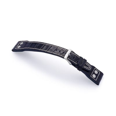 Horlogeband alligator 22/18 mm blauw M