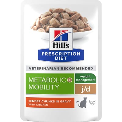 Dubbelpak 24x85g Hill's Prescription Diet j/d Metabolic + Mobility met kip natvoer voor katten