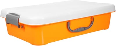 Zandbak met Deksel - Speelgoedopberger Organizer - Buiten Spelen - Robuuste Constructie - 38x24.5x8.7CM - Oranje