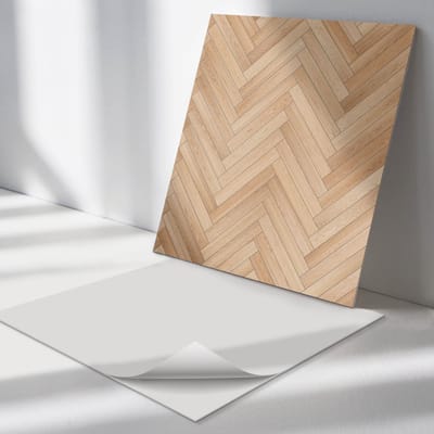 Wallfluent Vinyl Tegels - Visgraat Vloerpatroon Vinyl Wandtegels - 30 cm x 30 cm - Beige PVC Tegels - 9 stuks - Vierkant PVC Tegels - Texturen Plaktegels - Wand PVC Tegels - Plaktegels Keuken en Badkamer