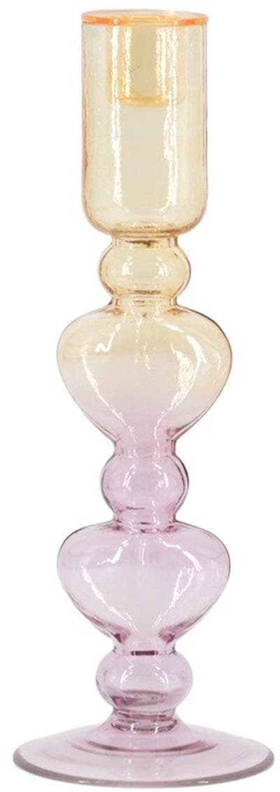 Glazen kaarsenstandaard hartjes two-toned