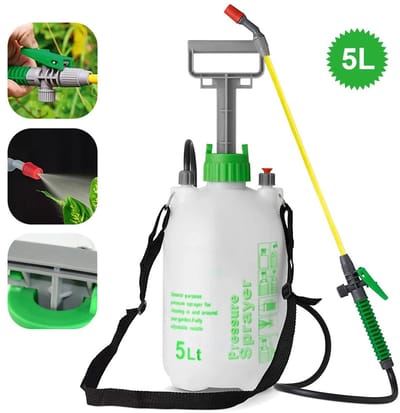 RosaBloom Handmatige Drukspuit – 5 Liter – Tuinsproeier & Plantenspuit – Onkruidspuit – Continu Spuitfunctie – Wit/Groen