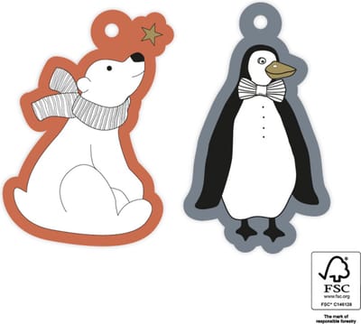 Label Kaartje - Kadolabel - Pinguin - IJsbeer - Beer - HOP | Kids - Dieren - Winter - Sneeuw - IJs | Karton incl. boorgaatje | Cadeau - Gift Tag - Leuk verpakt | Geschenk - Tag - | DH collection