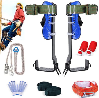 Stijgijzers voor Bergschoenen - Stijgijzers - Boomklim Set - Boomklimsporen Set - Inclusief Accessoires - Tot 100 kg - Professioneel Klimuitrusting