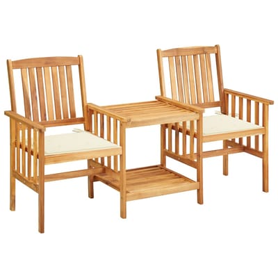 vidaXL - Tuinstoelen - met - tafeltje - en - kussens - massief - acaciahout