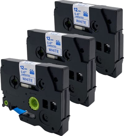 DULA Brother Compatible label tape- Tze-233 - 3 cassettes - Brother P-Touch - Blauw op wit - 12mm x 8m
