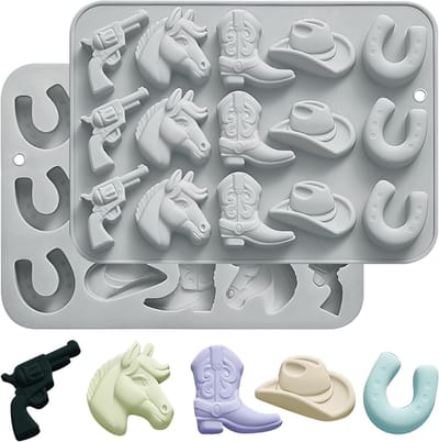 Cowboy Chocoladevormen voor Desserts - 2 Stuks Jello Vormen, Snoep Mallen voor Feestjes en Cupcake Decoraties