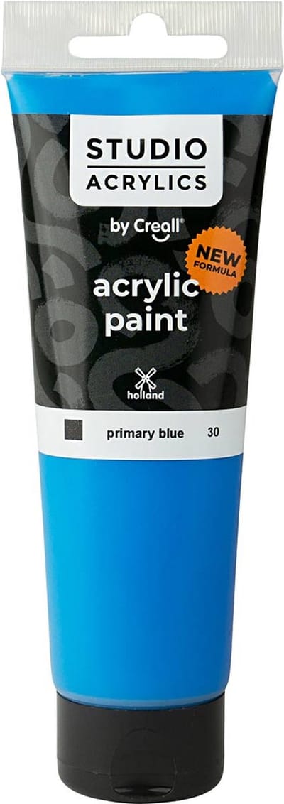 Acrylverf – Blauwe Verf – Acrylaatverf – Acrylic paint – Hobbyverf – Knutselen en Verven – Sneldrogend – Primary Blue (#30) – Blauw – Dekkend – Creall Studio – 120 ml