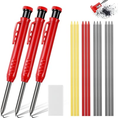 Allecto - Timmerman Mechanische Potloden - Automatische Potloden Set - Hoogwaardige materialen - 3 Stuks - Vulpotlood en Diepgatmarker - Geschikt v...